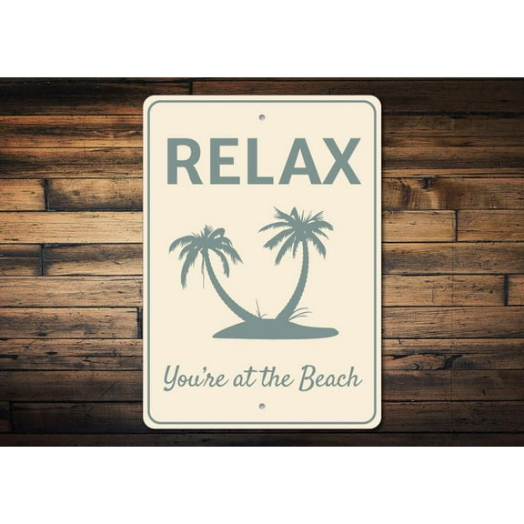 Relax Beach Novelty Sign, Metal Wall Decor - 10x14 inches