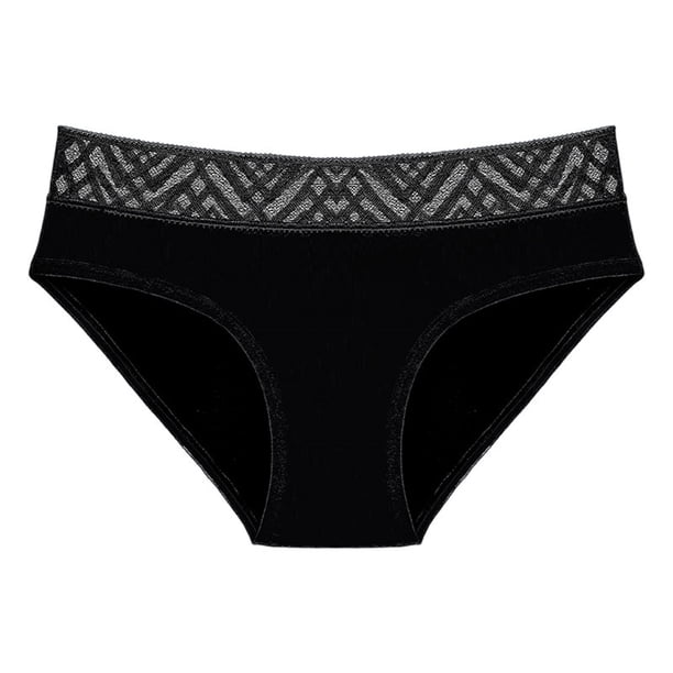 Gibobby Pantaletas de encaje cintura alta Bragas de talle a de fugas, ropa interior para mujer, bragas menstruales de algodón a de fugas para la noche(Negro,XL)