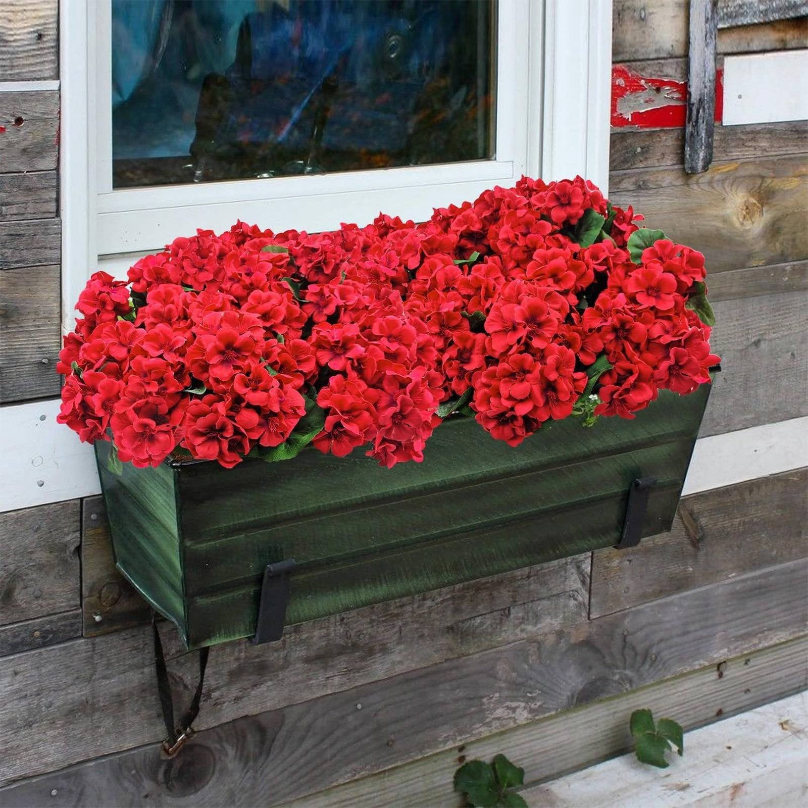 Sunxin Rose-Red Artificial Geranium Silk Fabric Flowersbundles Artificial Geranium Flowers for Outdoors Geranium Flowers Outdoor Garden Plants Faux Flower for Home Kitchen Table Centerpieces Decor