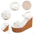 thumbnail image 3 of Rokment Extra Chunky Heeled Platform Dressy Sandals for Women 2026 Fashion Casual Buckles Braided Leather Ultra Wedge High Heels Dress Shoes Summer Vacation White Size 7, 3 of 6