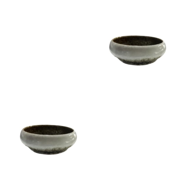 kurtrusly Flower Pot Ceramic Hydroponic Planter Succulent Containers Vintage Glazed Shadow Round Large Diameter Centerpiece Bowl Yellow 2Set