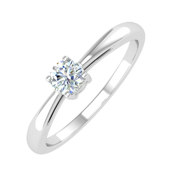 1/5 Carat 4-Prong Set Diamond Solitaire Engagement Ring Band in 10K White Gold (Ring Size 10.75)
