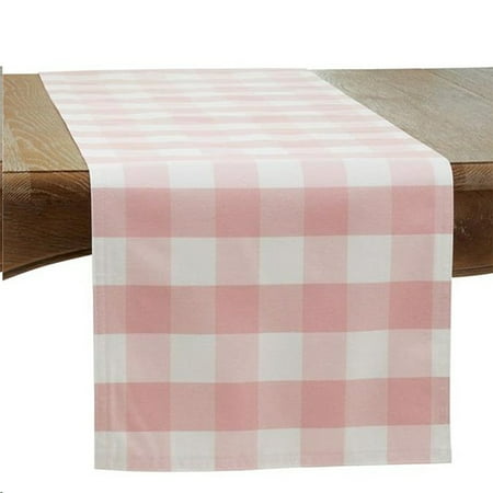 

Fennco Styles Buffalo Plaid Collection Classic Checked Cotton Blend Table Runner - Pink 16 x 120 Inch Table Runner for Banquets Christmas Special Events and Home Décor