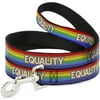 Buckle-Down Pet Leash, Dog Leash, Equality Stripe Rainbow White, 6 Feet Long 1.0 Inch Wide