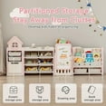 thumbnail image 6 of Wanan Foldable 3-Tier Bookshelf for Kids, Toy Storage Organizer with 10 Removable Bins, Drawing Board, 3 Brushes, Light Pink, 6 of 9
