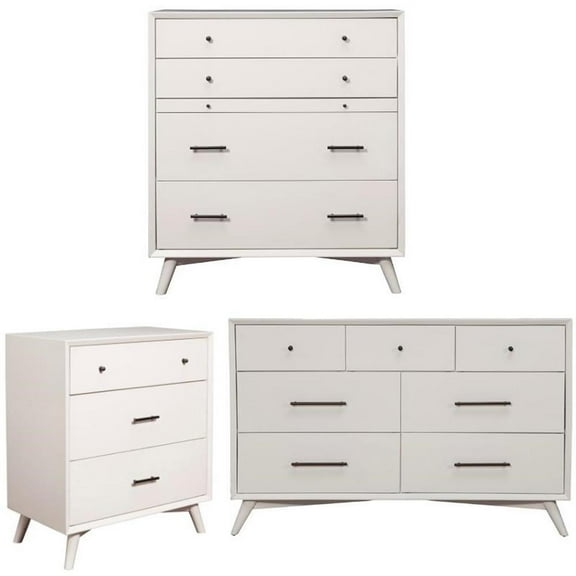 Home Square 3 Piece Set with Dresser Small Chest & Multifunction Chest in White