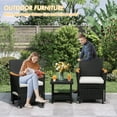 thumbnail image 2 of 5 Piece Outdoor Patio Furniture Set with Table&Ottoman Outdoor Furniture Patio Set Bistro Wicker Patio Set of 2 Patio Conversation Sets for Porch Balcony Deck(Black Wicker&White Cushion), 2 of 7