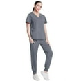 thumbnail image 4 of SAATLERI Scrubs for Women Set Stretchy Breathable Jogger Pants & V-Neck Top Nursing Medical Uniforms Workwear, 4 of 6