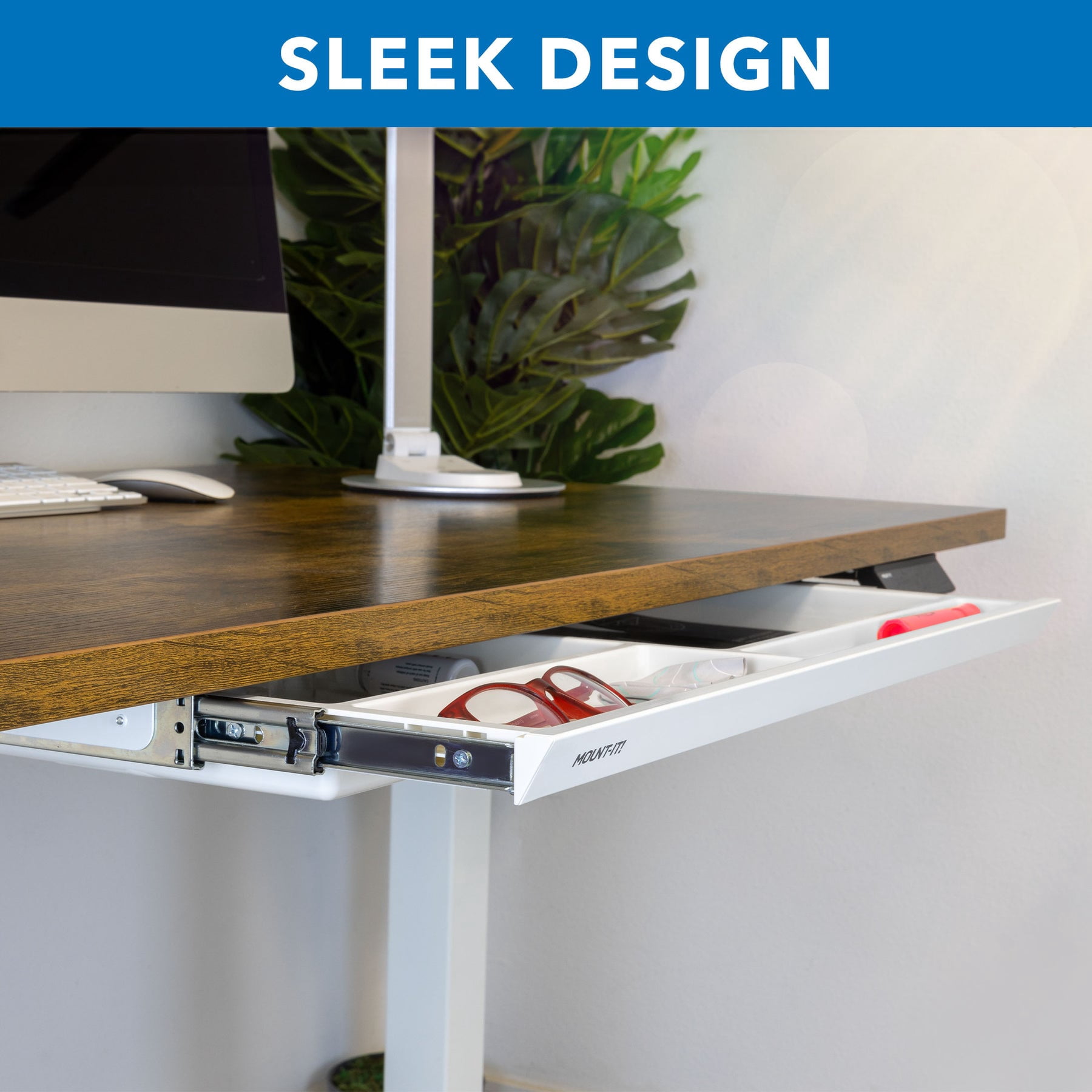 Mount-It! Under Desk Drawer - Deep, White