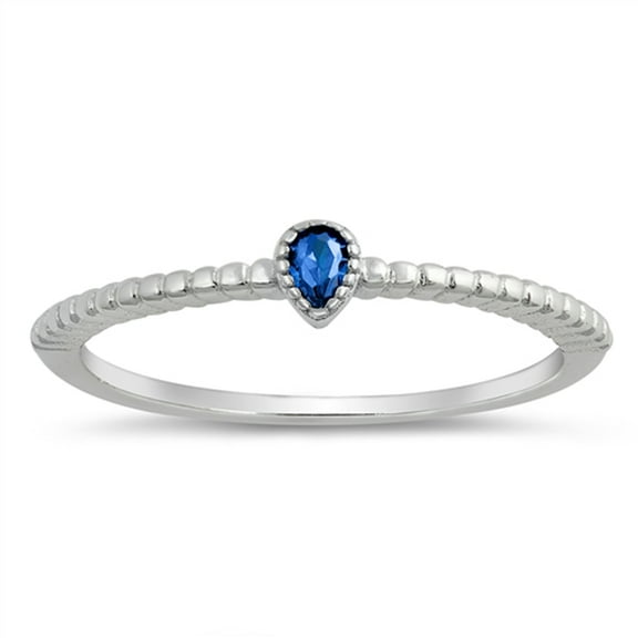CHOOSE YOUR COLOR Blue Simulated Sapphire Stackable Midi Ring .925 Sterling Silver Band CZ Female Size 8