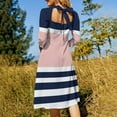 thumbnail image 5 of Navy Pink Stripes Simple Design Sweetheart Knot Flared Dress Fashion Design Large Size Loose Dress Spring Summer Women Dress, 5 of 9