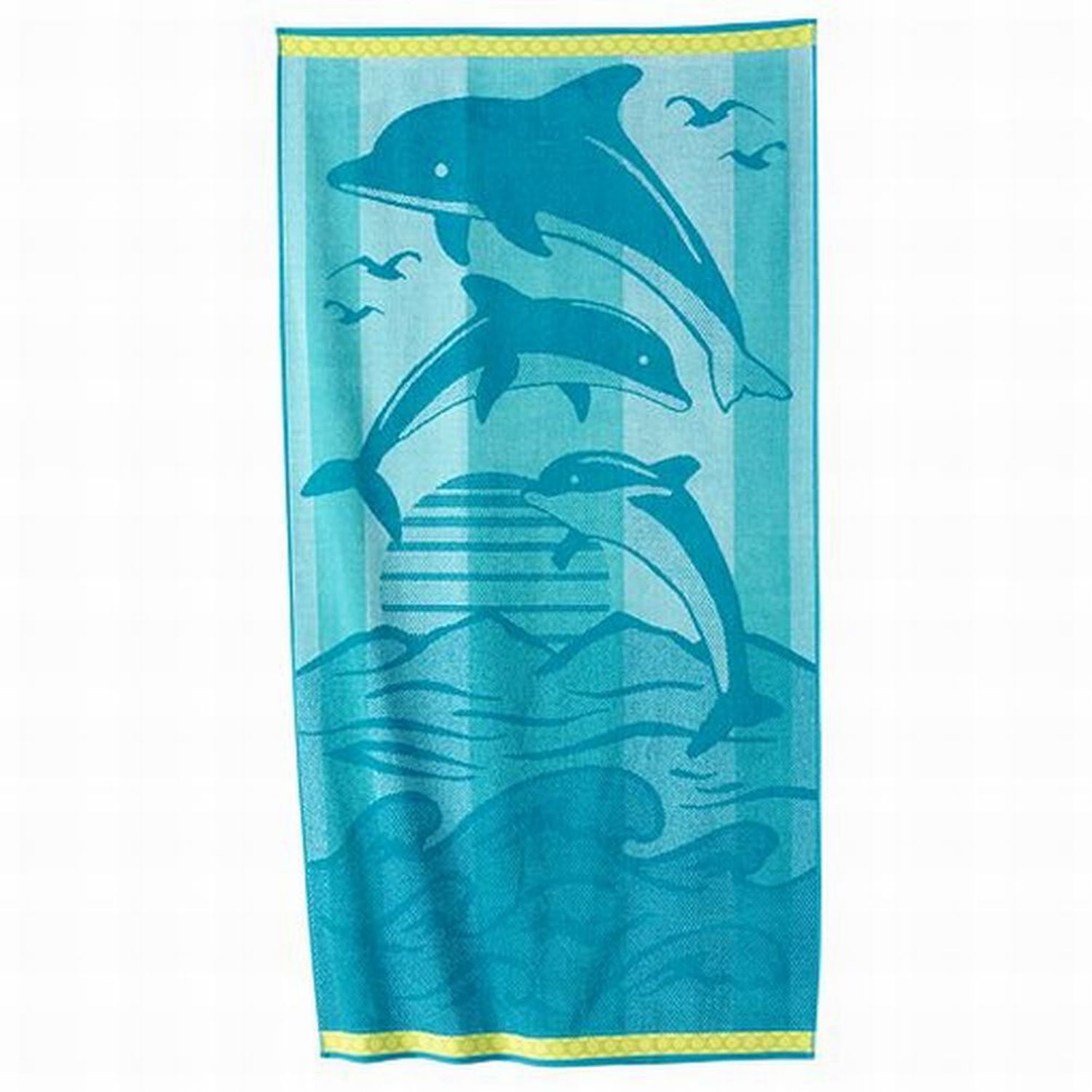 SONOMA Outdoors Velour Beach Towel "Blue Dolphins"100% Cotton 34"x64" NWT $29.99 
