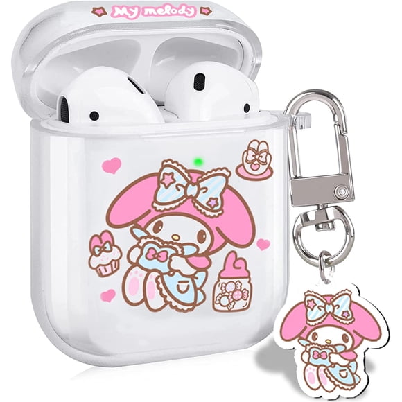 Cute cinnamoroll airpod case for AirPods 2 Cover Clear with Funny Kawaii Sanrio cinnamorol Doggy Keychain for Women Girls Kids Soft Silicone Case Cover Skin for AirPods 1st & 2nd Generation