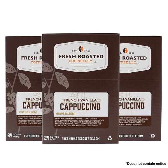 Fresh Roasted Coffee, French Vanilla Cappuccino, K-cup Compatible, 72 Count