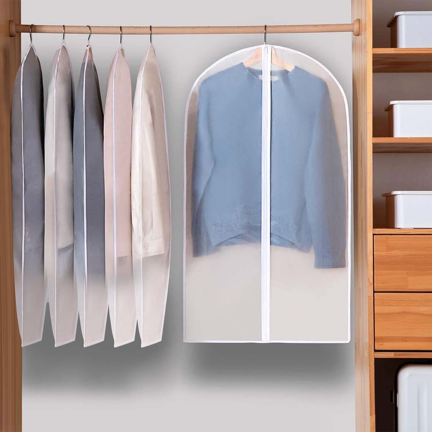 HongKeJi 10 Pack Large Clear Garment Bags-Moth Proof Garment Bags, Garment Cover, Hanging, Dress Garment Bags Storage for Travel (24 x 40 in)