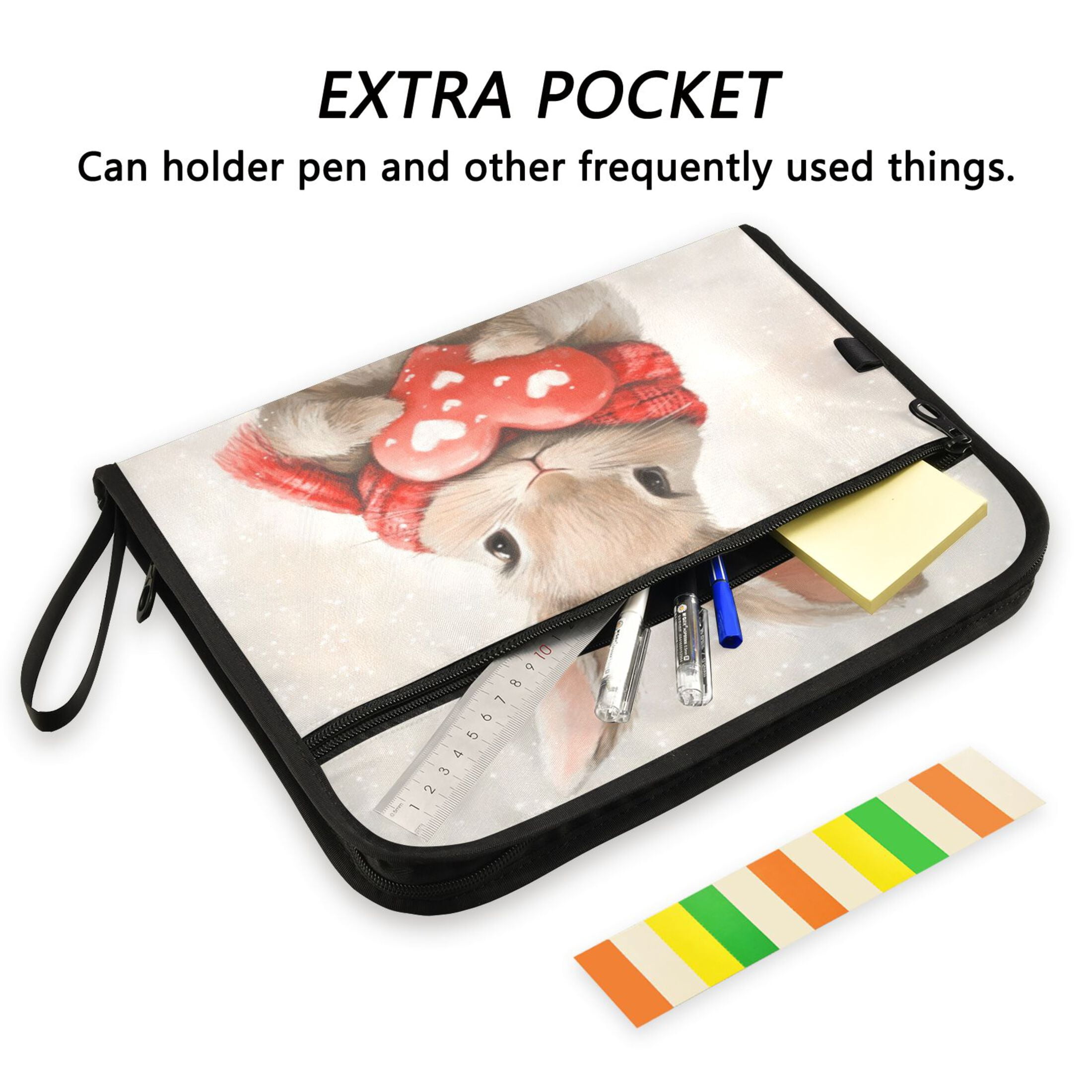 Organ Folder 14.2 x 0.8 x 10.6 Inches 13 Separate Pockets A4 Size Documents Folder A Sort Storage File Manager For The Home Office Loving Cute Rabbit