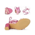 thumbnail image 2 of BLISSFUL STEP Strappy Lace Up Slingback Block Heels Sandal for Women Pink 7, 2 of 6