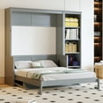 thumbnail image 3 of Generic Full Size Murphy Bed with Desk and Bookshelf, Gray, 3 of 7