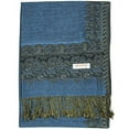 thumbnail image 4 of Falari Women's Pashmina Shawl Wrap Border Pattern Double Layered Scarf Blue, 4 of 4