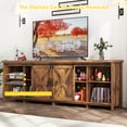 thumbnail image 3 of ChVans 80" Farmhouse Sliding Barn Door TV Stand for TVs Up to 90" TVs, Entertainment Center Console Table with Adjustable Shevles, 3 of 7