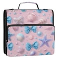 thumbnail image 2 of Water-Resistant 3-Ring Binder Organizer with Multiple Pockets Zipper Binder Bag for Office Seashells and Bows, 2 of 8