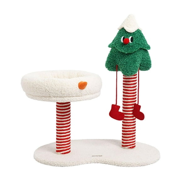 Vaveren Cat Scratch Post Christmas Theme Cat Scratcher Xmas Tree for Kittens Playing