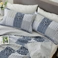 thumbnail image 5 of Navy Blue Gray King Size Bedspread Set, 3 Piece Quilt Set Patchwork Plaid Bedding Quilted Coverlet Set Reversible Lightweight Microfiber Bed Cover Comforter with 2 Pillow Shams, 5 of 7