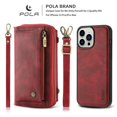 thumbnail image 5 of SaniMore Case for iPhone 14 Pro 6.1" 2022, [Crossbody Lanyard & Wrist Strap] 2 in 1 Zipper Wallet Case [Detachable] Card Holders Cash Pocket] Shockproof Anti-fall All-around Protective Cover, Red, 5 of 12