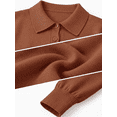 thumbnail image 2 of JWD Womens Cardigan Collared Knit Button Front Long Sleeve Sweater Top Lightweight Casual Layering Cardigan Coffee XL, 2 of 7