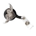 thumbnail image 4 of EeaseCA Retro Wing Shaped Round Rhinestone Clips ID Sleeve Telescopic Buckle Retractable ID Badge Reel Clips Easy Pull Buckle Clip (White), 4 of 7