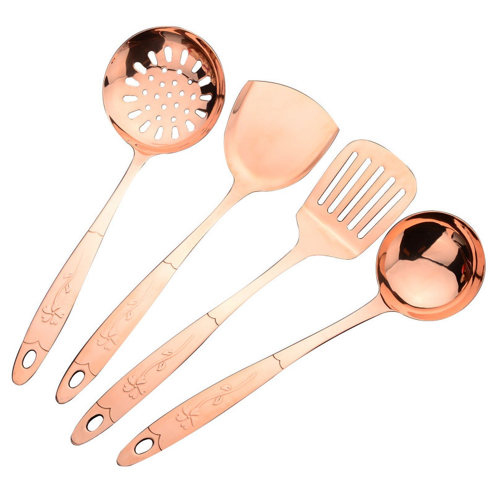 Wollet 99.9% Pure Copper Soup Spoon Shovel , Frying Shovel, Leaking Spoon, Stir Frying Vegetable Shovel, Solid Copper Kitchen Utensils Set, Complete Set of  Cookware