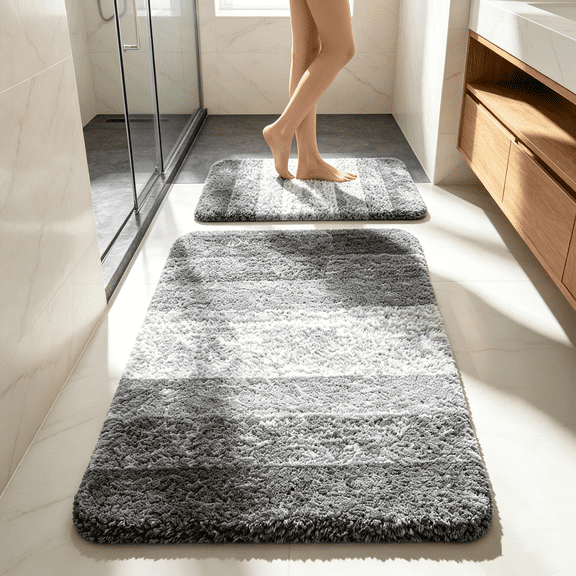 Behome 20”x 32” Non-Slip Thick Bathroom Rugs, Extra Soft and Absorbent Shaggy Bath Mat, Washable Bath Rugs for Bathroom Floor, Tub and Shower