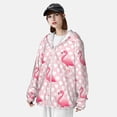 thumbnail image 4 of Pofeuu Cute Flamingo with Heart Print Sun Protection Outdoor Lightweight Full Zip UV Cooling Hoodie Long Sleeve Summer Clothing for Outdoor Hiking-Large, 4 of 5