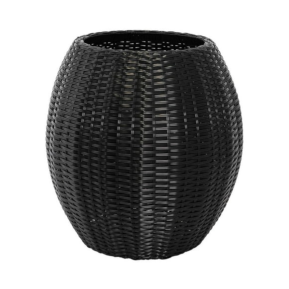 Rolland Grand pot de fleurs en rotin noir, 21.3"