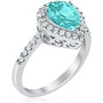 thumbnail image 2 of Blue Apple Co.Halo Teardrop Bridal Filigree Women Ring Paraiba Tourmaline, Simulated CZ 925 Sterling Silver, 2 of 4