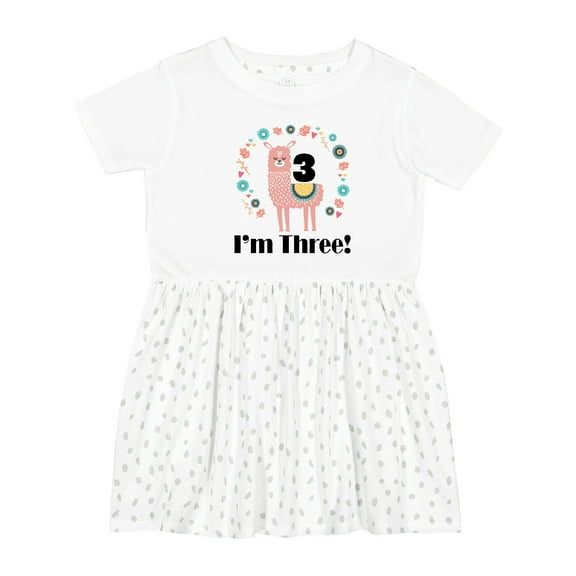 Inktastic 3rd Birthday Llama for Girl Girls Toddler Dress