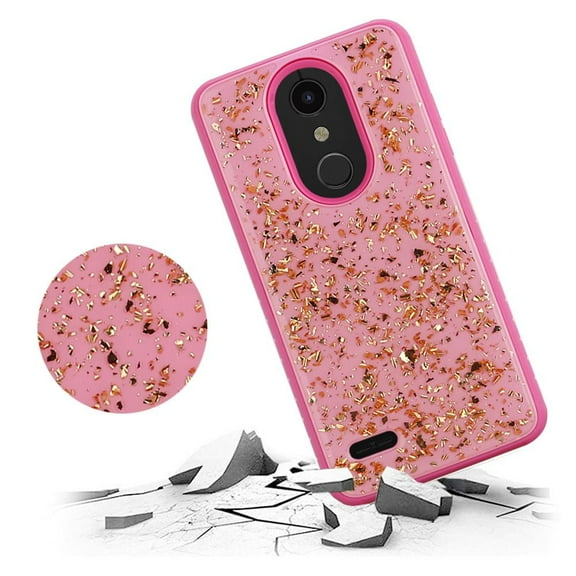 GSA Hybrid Scattered Frozen Gold Glitter Case For LG K30 LG K10 (2018) Pink