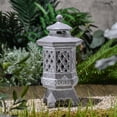 thumbnail image 4 of Teresa's Collections 10.4" Pagoda Garden Statue with Solar Light, Resin Zen Outdoor Decor, 4 of 7