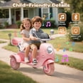 thumbnail image 6 of Track Seven 12V Ride on Motorcycle, 2-Seater Electric Motorcycle with Dual Motor, 3 Wheels Motorbike with Bluetooth, LED Lights, Storage Box, Front Hook, Ride on Toy Car for Kids Aged 3+, Pink, 6 of 7