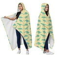 thumbnail image 2 of Wearable Blanket,LightYellow Green Dinosaurs Silhouettes Pattern Hooded Wearable Flannel Blanket for Adults & Teens,Winter Poncho Shawl Wrap Cape Cozy Anti-Pill,60"x80", 2 of 5