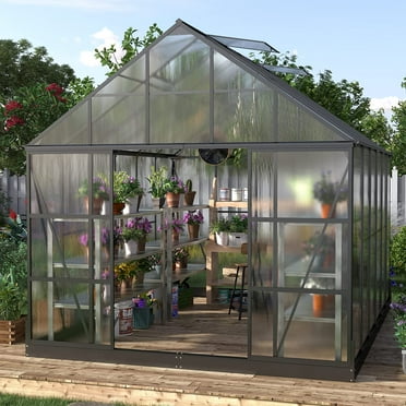 Palram - Canopia Sun Room 6' x 12' Polycarbonate Walk-In Greenhouse ...