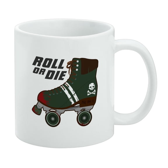 Roller Skates Derby Roll Or Die Combat Boots War Punk White Mug