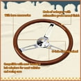 thumbnail image 2 of NIXFACE 350mm 14inch Wood Steering Wheel with Horn Kit Fit for Chevy Classic Silver, 2 of 4