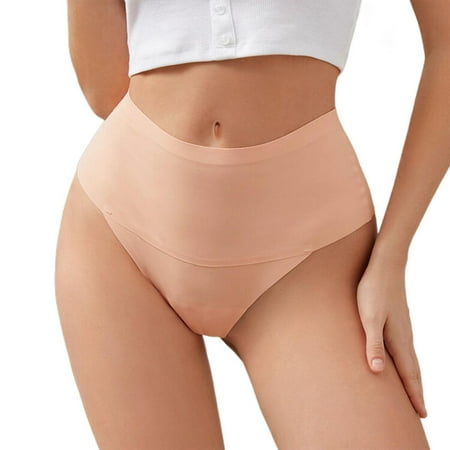 YOTMKGDO Cotton Underwear for Women  Ladies Underwear Panties  Women S Seamless Plus Size Ice Silk Bare Underwear Pure Cotton Crotch Breathable Thong (Khaki  M)
