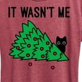 thumbnail image 3 of Instant Message - It Wasn't Me Cat Christmas Tree - Women's Short Sleeve Graphic V-Neck T-Shirt, 3 of 6