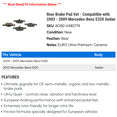 thumbnail image 2 of Rear Brake Pad Set - Compatible with 2003 - 2009 Mercedes-Benz E320 Sedan 2004 2005 2006 2007 2008, 2 of 2