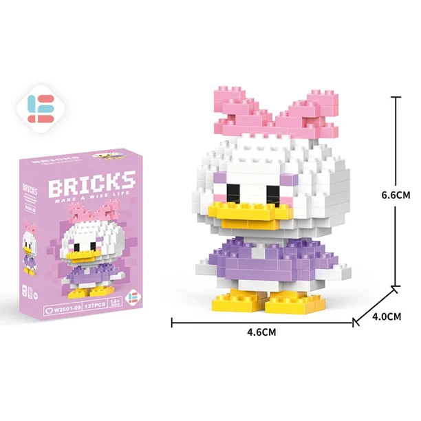 Bloques de construcción de Disney para niños, figuras de acción de Stitch, princesa Elsa, LinaBell, Mickey Mouse, pato, Mini bloques de montaje, juguetes de ladrillo, regalos para niños