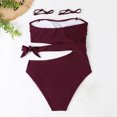 thumbnail image 6 of REORIAFEE Womens Tankini Loose Fit Modest Vintage Bathing Suit Bra Cut Out Swimsuit Slim One Piece Bikini Set Wine L, 6 of 7