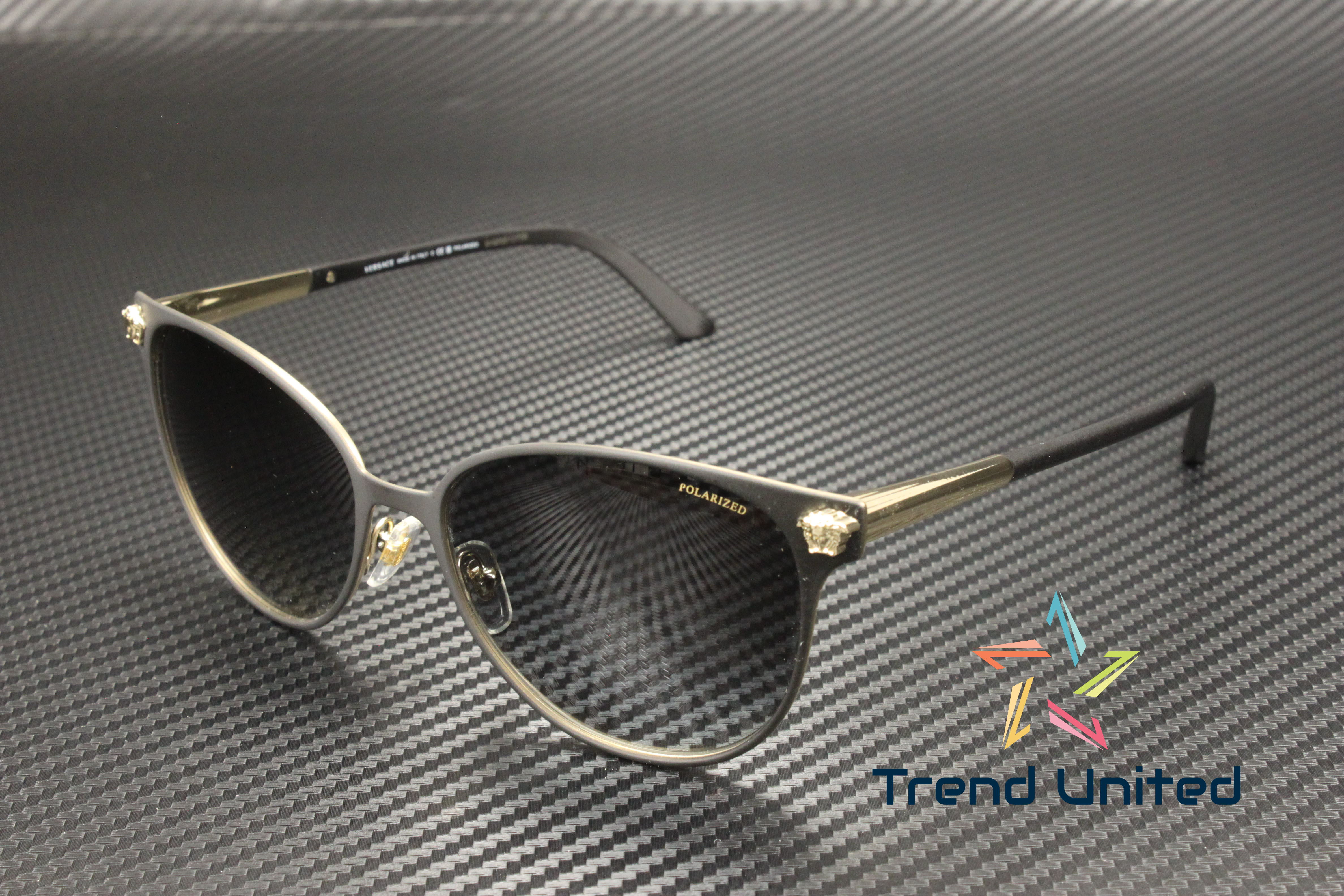 Versace VE 2251 Metal Unisex Square Sunglasses Gold & Black 