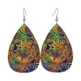 thumbnail image 3 of Bohemian Pattern Leather Earring Teardrop PU Dangle Party Earrings For Women Girls, 3 of 5
